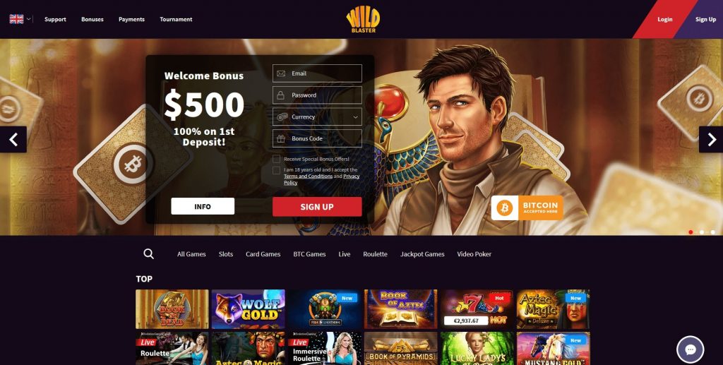 Регистрация на сайте Wildblaster casino